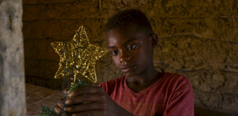 Gabriel Silva mostra uma árvore de Natal dentro de sua casa em Pinheiros, estado do Maranhão. A árvore de Gabriel foi encontrada em um depósito de lixo ilegal. Foto João Paulo Guimarães/AFP. Dezembro/2021