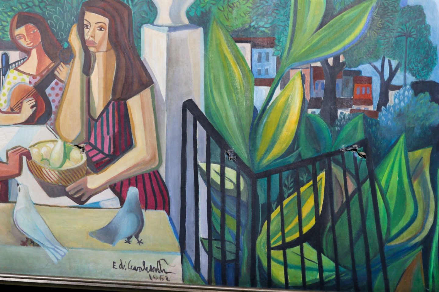 Painel 'As Mulatas' de Di Cavalcanti, no Palácio do Planalto, com perfurações: para especialista em arte, destruição de obras é atentado aos Direitos Humanos e revela racismo, misoginia e intolerância (Foto: Fabio Pozzebom / Agência Brasil)