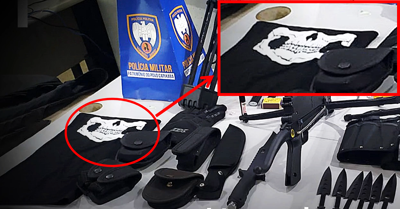 Siege mask utilizada por adolescente em ataque a uma escola em Vitória, em agosto de 2022. Foto da PM do Espírito Santo