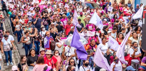 Marcha pela Vida das Mulheres e pela Agroecologia, na Paraíba: alerta sobre impacto de parques de energia e renovável (Foto: Arquivo AS-PTA)