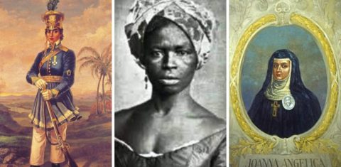 Maria Quitéria, Maria Felipa e Joana Angélica: protagonistas da resistência aos portugueses na Bahia, mulheres mostram a face diversa da luta pela Independência (Imagens: Reprodução)