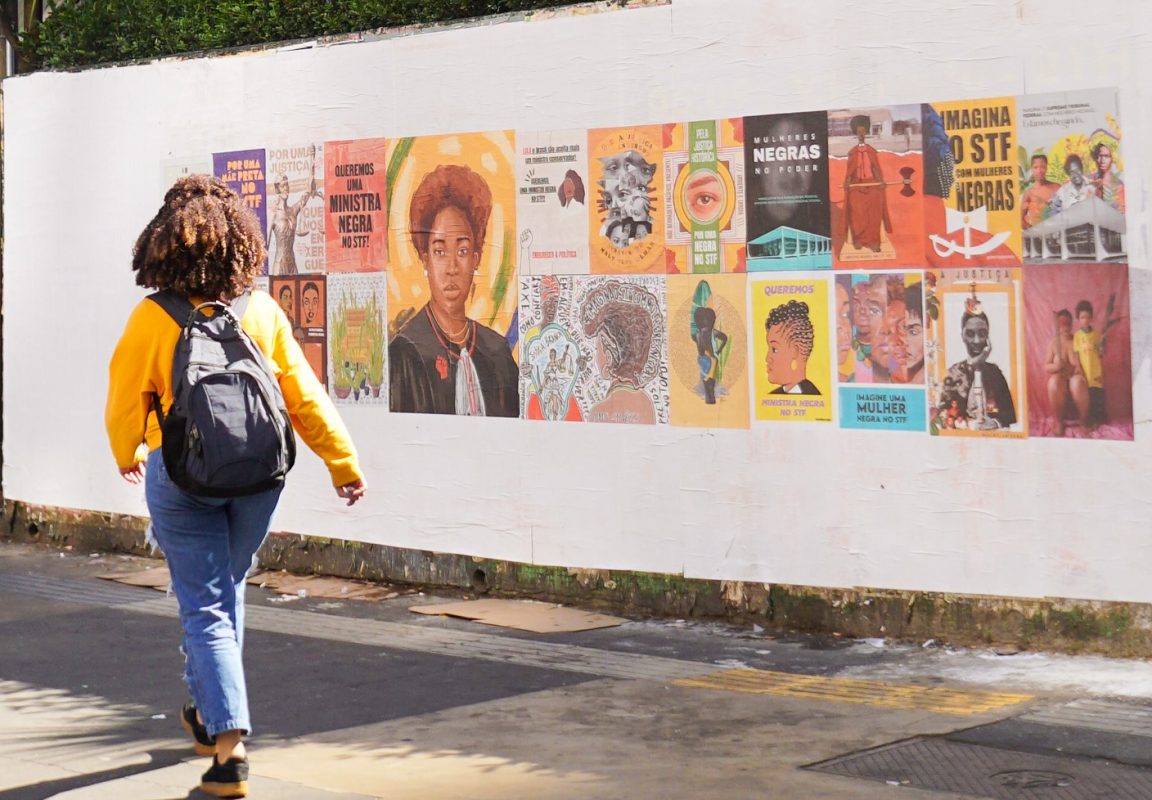 Colagem das obras da Mostra 'Juízas Negras Para Ontem' 'na Avenida Paulista: campanha por indicação de mulher negra para o STF (Foto: Divulgação)