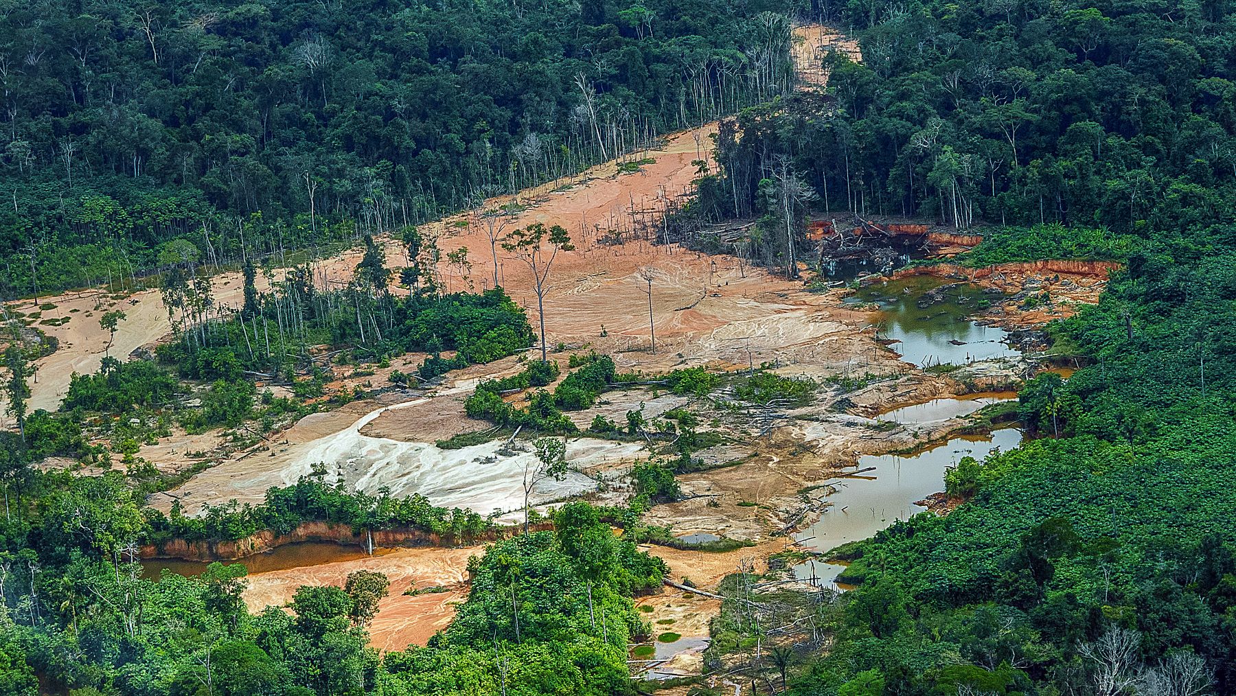 Garimpo ilegal na região de Surucucu, na Terra Indígena Yanomami: atividade garimpeira concentrada na Amazônia (Foto: Leo Otero / Ministério dos Povos Indígenas / Agência Brasil - 11/09/2023) 