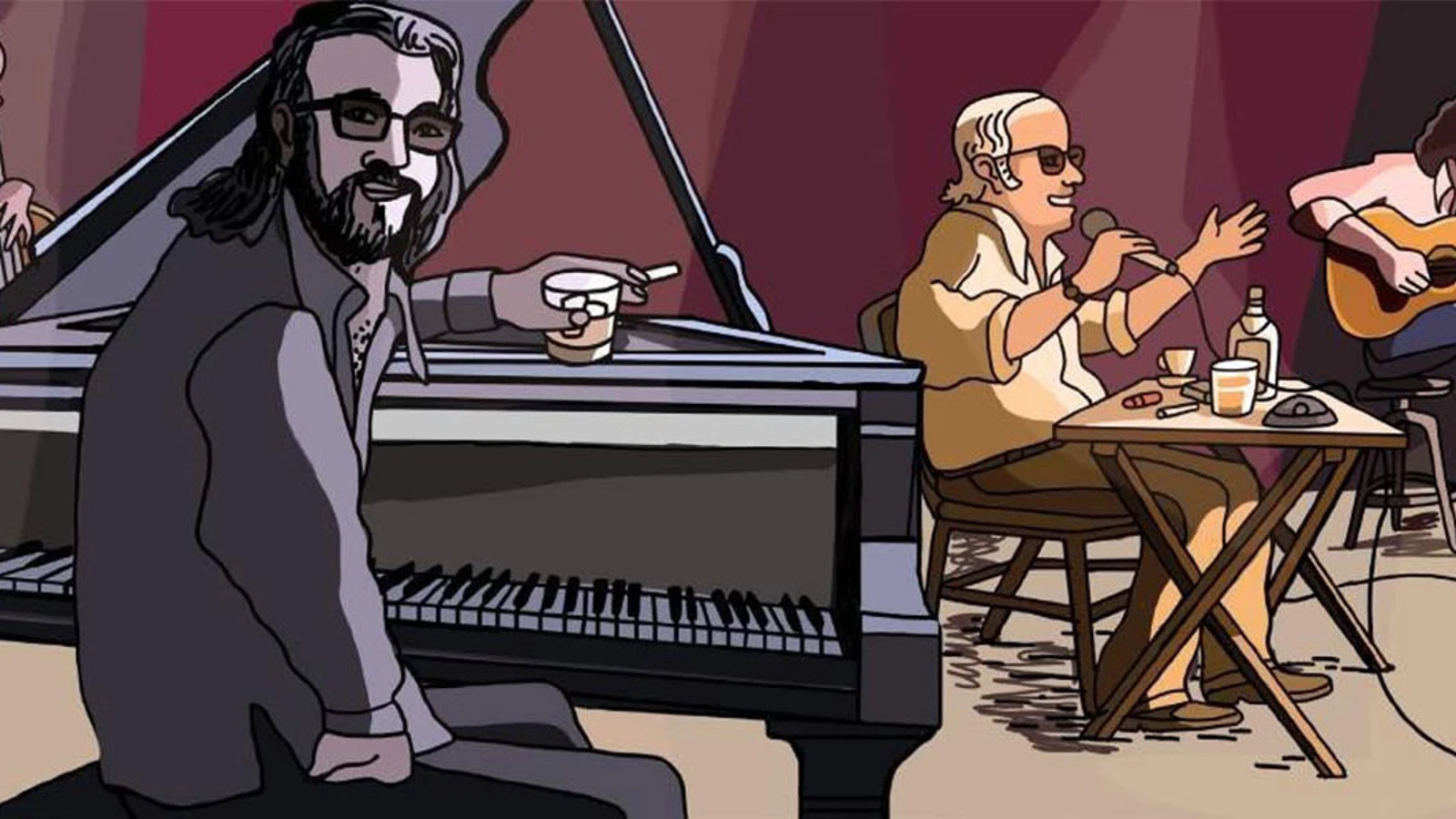 Animação mostra pianista Tenório Jr. com Vinicius de Moraes: músico sequestrado e morto pela ditadura argentina (Divulgação)