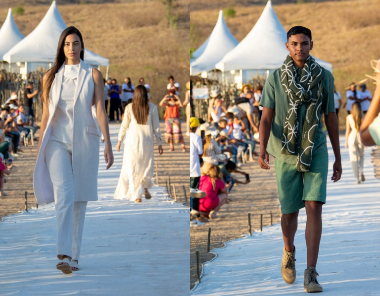Desfile a passarela montada no campo de algodão no Dia da Colheita: exemplo de moda sustentável na Paraíba (Fotos: Yamê Reis)