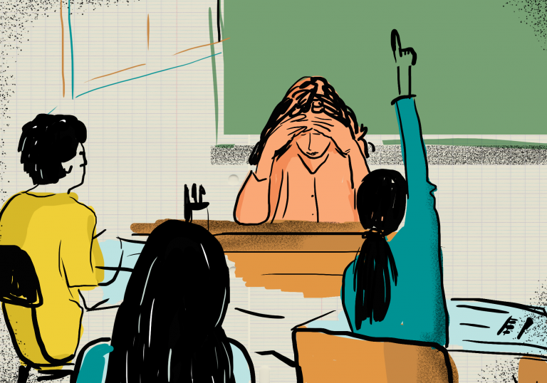 O salário baixo, as questões psicológicas e a inadequação docente são as principais causas do abandono da carreira. Arte Juliana Lima/Utopika