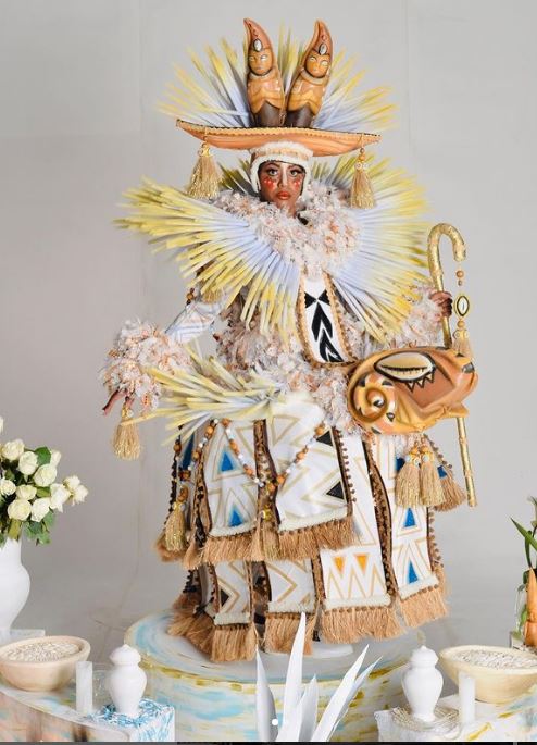 Fantasia de ibeji, para o desfile da Portela: Carnaval antirracista. Reprodução do Instagram
