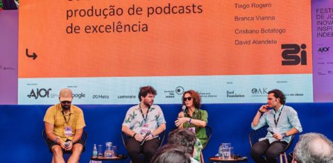 Debate sobre podcast no Festival 3i em 2023: nova edição terá jornalismo, inteligência artificial e eleições como temas (Foto: Festival 3i / Divulgação - 08/05/2023)