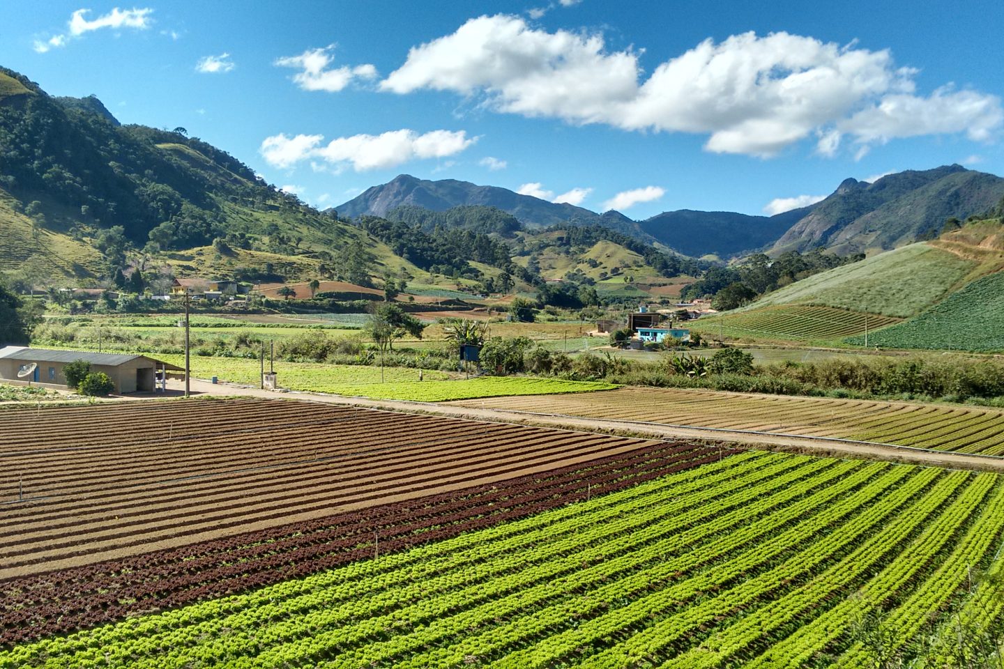 Exemplo de paisagem multifuncional na região serrana do Rio de Janeiro. De acordo com o estudo, "é possível conciliar agricultura e conservação com tomada de decisão baseada no conhecimento científico". Foto Rachel Bardy (BPBES)
