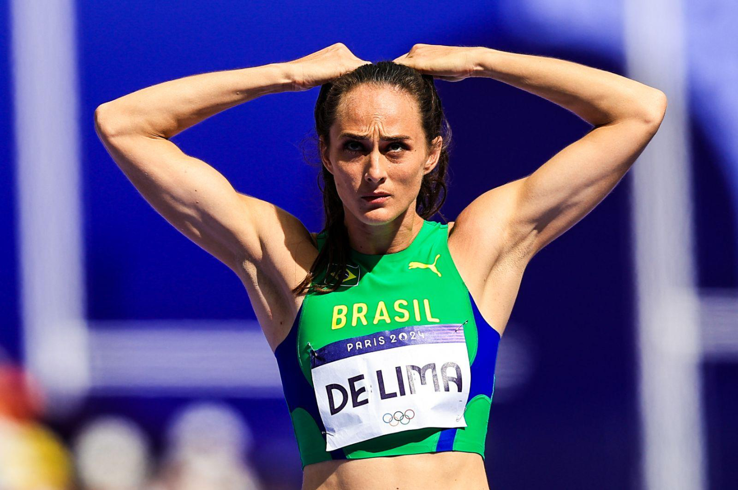 Flávia Maria de Lima nas competições de atletismo em Paris 2024: ex-marido usa Jogos Olímpicos para desestabilizá-la como mãe, mulher e atleta, e chantageá-la na disputa pela guarda da filha (Foto: Wagner do Carmo / CBat)