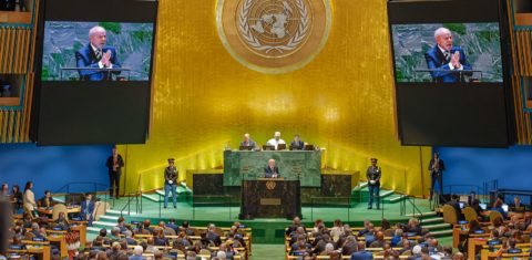 O presidente Lula discurso na abertura da Assembleia Geral da ONU: "o planeta já não espera para cobrar da próxima geração e está farto de acordos climáticos não cumpridos" (Foto: Ricardo Stuckert/PR)