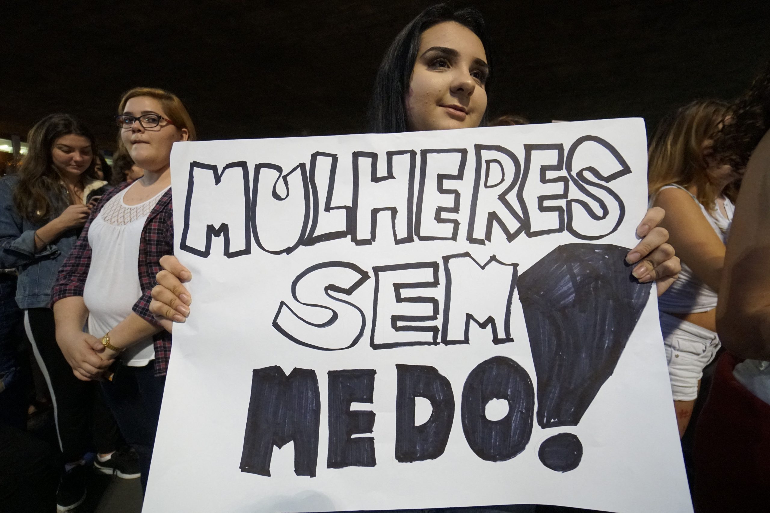 Mulheres protestam na Avenida Paulista contra o machismo e o assédio no Brasil. Foto Cris Faga/NurPhoto via AFP