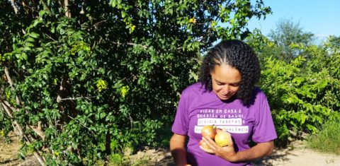 Vaneide Braga e frutas de sua lavoura em Casa Nova: líder comunitária teme que eólicas sejam repetição de história da barragem de Sobradinho