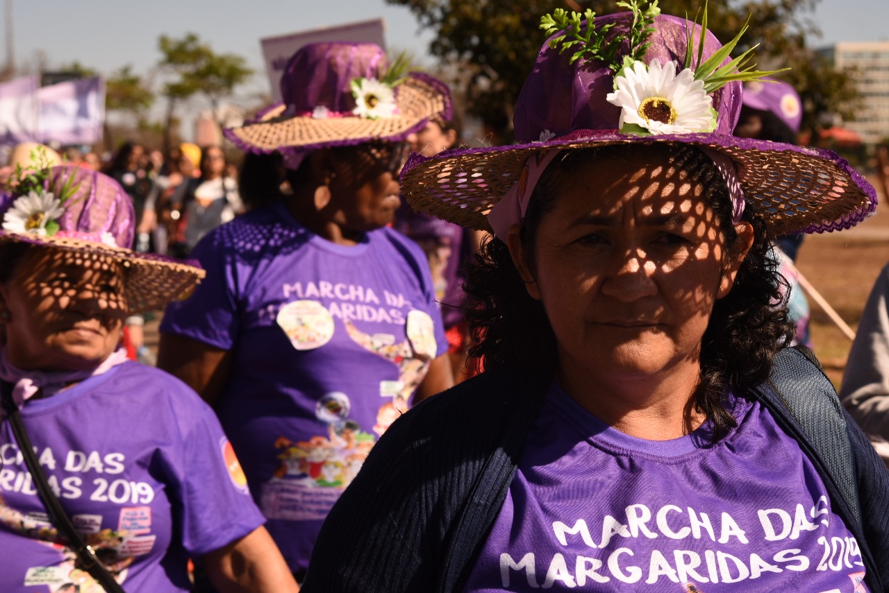 A Marcha das Margaridas reuniu cerca de 100 mil mulheres em Brasília em 2023. Foto Pedro França/Agência Senado