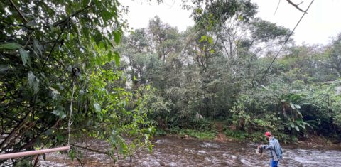 Agricultor atravessa o Rio Pequeno, que atravessa a comunidade: erosão reduzida (Foto: cedida pelas autoras)