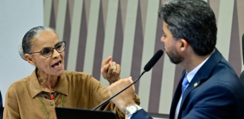 A ministra Marina Silva enfrenta o senador Marcos Rogério (PL-RO) em debate: Senado ataca meio ambiente e esbalda misoginia (Foto: Geraldo Magela / Agência Senado - 27/05/2025)