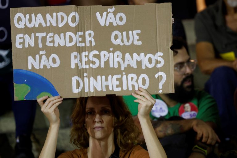 Protesto de ambientalista no Rio de Janeiro: Câmara aprovou PL da Devastação e concluiu implosão do licenciamento ambiental (Foto: Fernando Frazão / Agência Brasil - 20/09/2024)
