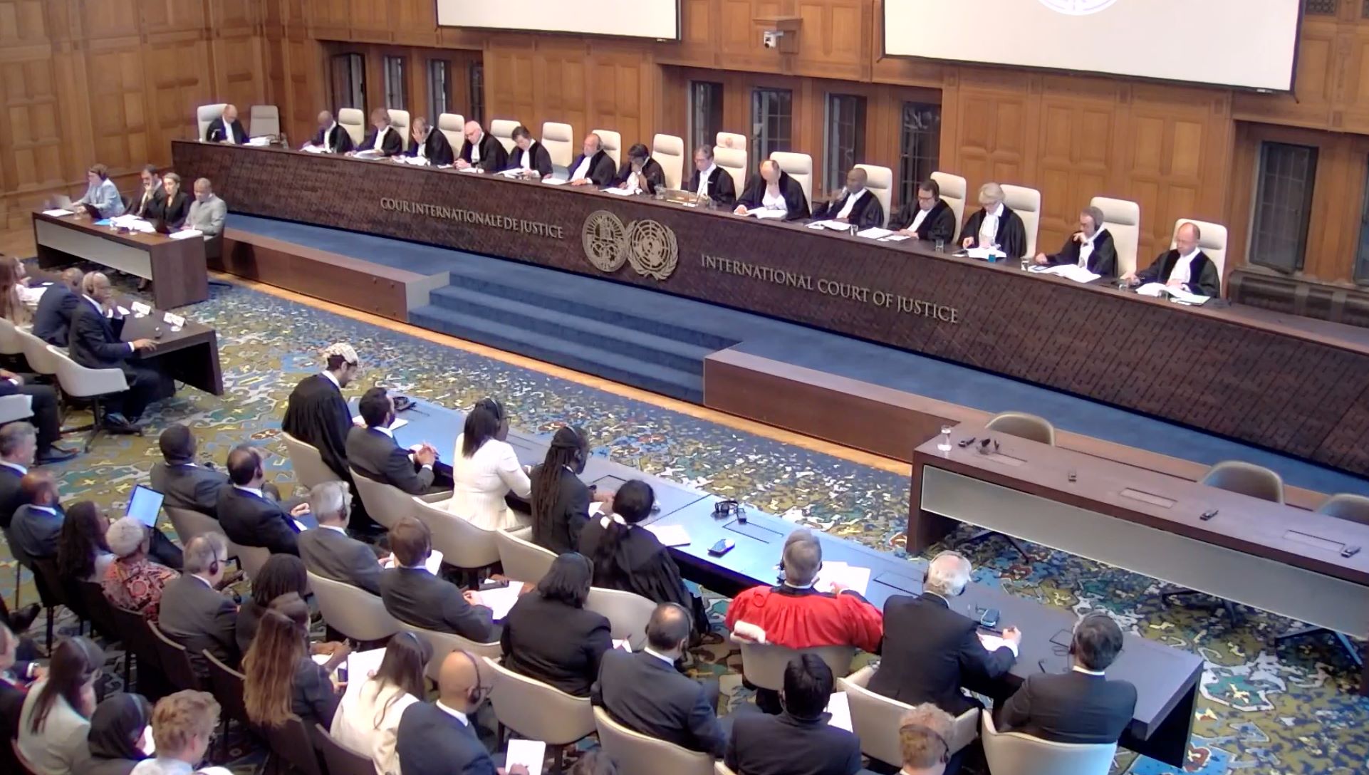 Corte Internacional de Justiça reunida em Haia: países podem ser responsabilizados pelo aquecimento global (Foto; ONU TV / Reprodução)