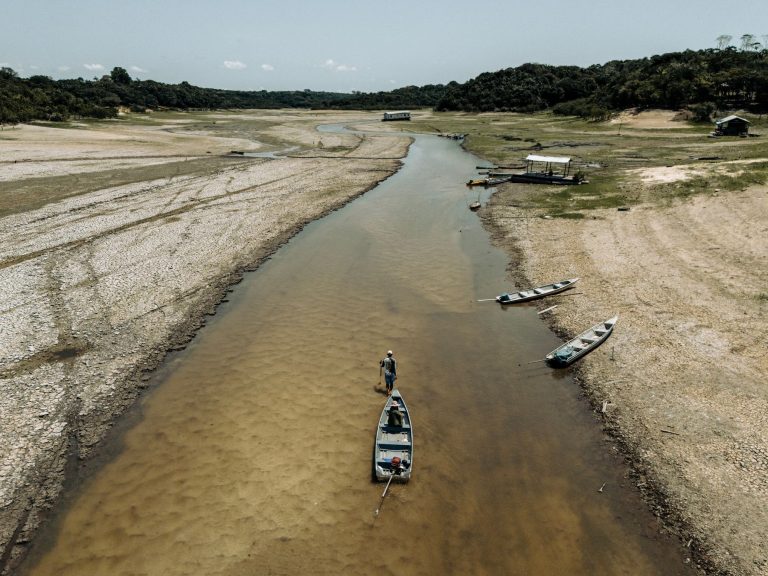 Afluente do Amazonas quase seco perto de Manaus: seca extrema na Amazônia é destaque entre os retratos da crise climático premiados no World Press Photo 2025 (Foto: Musuk Nolte / Panos Pictures, Bertha Foundation / WPP 2025 / Divulgação - 04/10/2024)