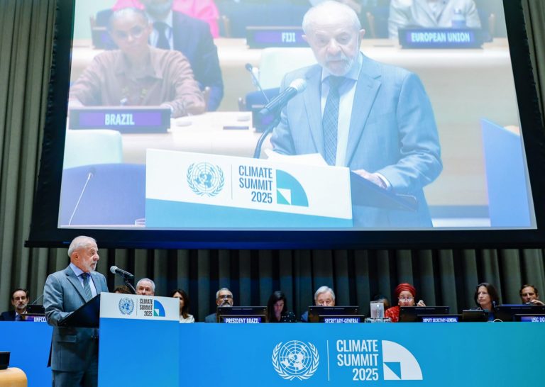 O presidente Lula na cúpula especial sobre Clima para Chefes de Estado e de Governo, na sede da ONU: mais de 100 países apresentam novos planos climáticos (Foto: Ricardo Stuckert / PR / Agência Brasil)