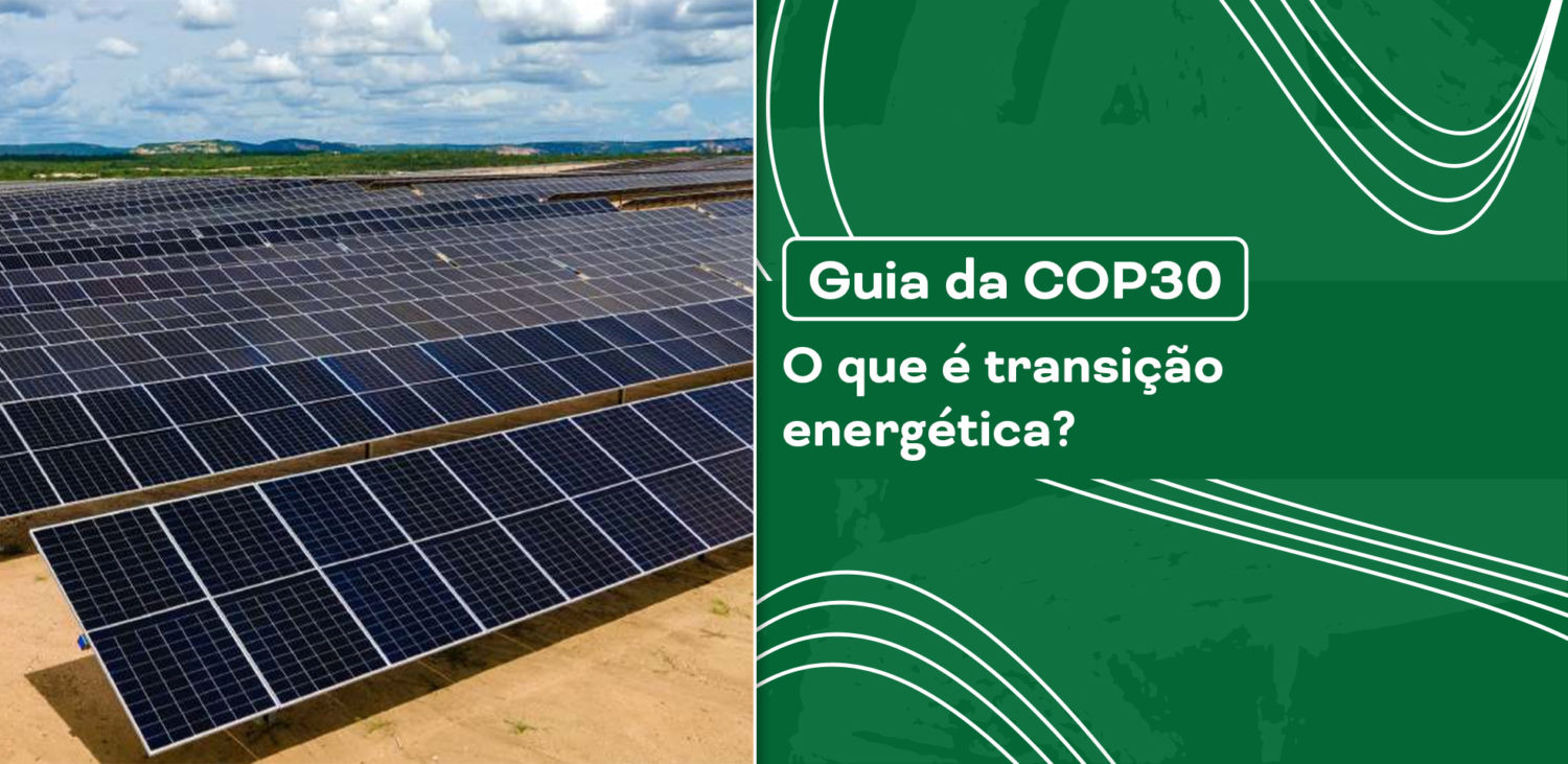 Painéis solares de uma usina fotovoltaica simbolizando a transição energética e a busca por fontes renováveis. Transição energética é tema central da COP30.