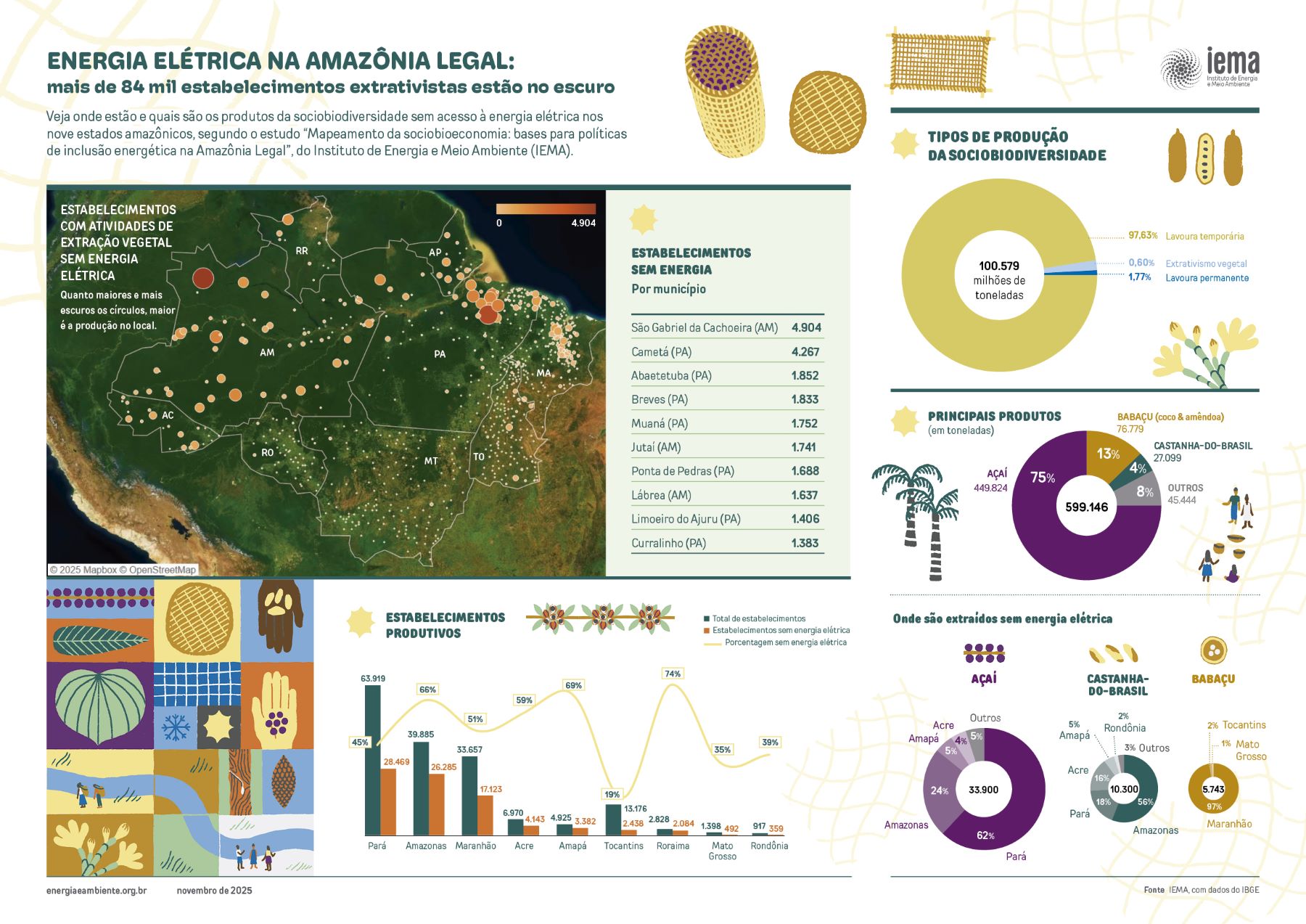 Mapeamento da exclusão elétrica na Amazônia Legal (Infografia: Iema)