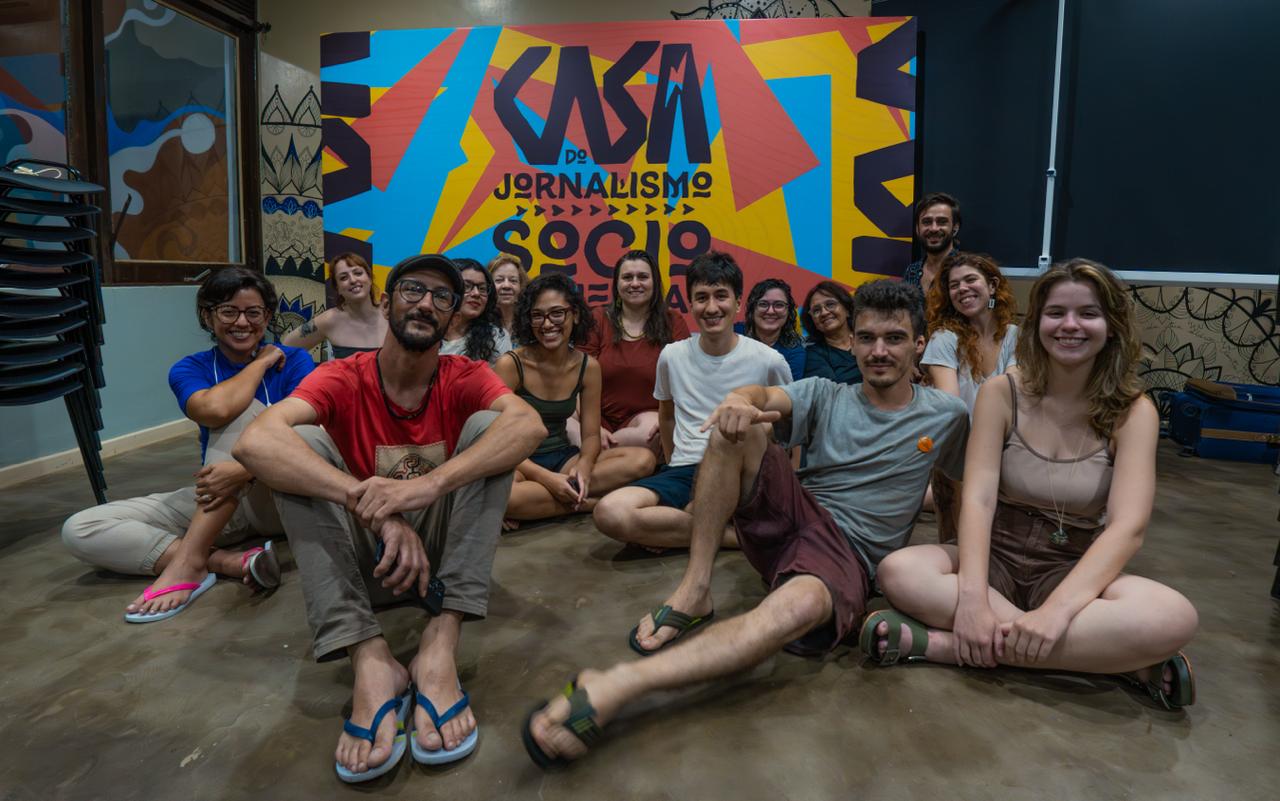 Primeiros jornalistas da Coalizão na Casa do Jornalismo Sociambiental em Belém: parceria para produção e distribuição de conteúdos durante a COP30 (Foto: Divulgação)