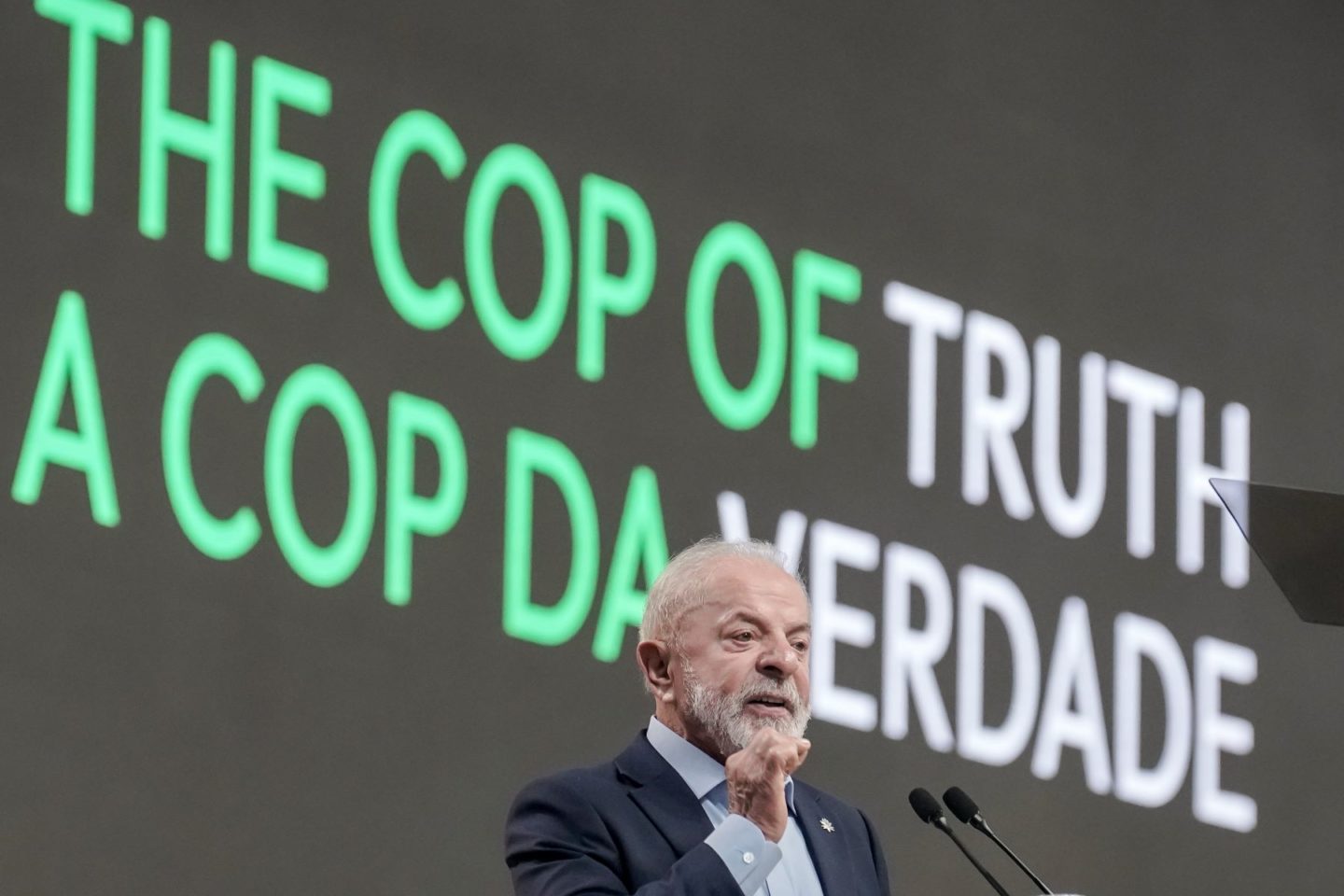 O presidente Lula discursa na abertura da Cúpula de Líderes: "A COP30 será a COP da verdade. É o momento de levar a sério os alertas da ciência" (Foto: Rafa Neddermeyer / COP30 / PR)