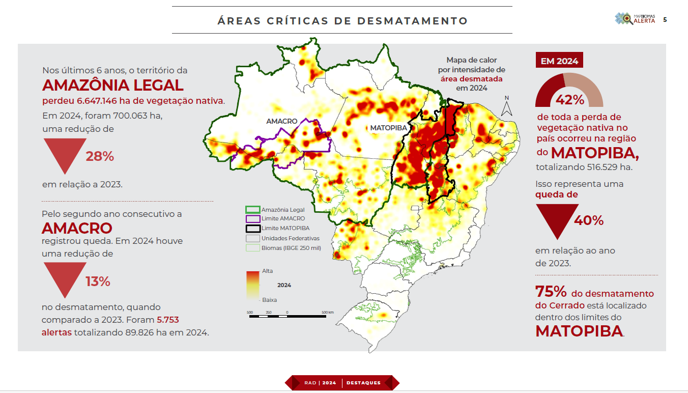 Áreas críticas de desmatamento: alerta para Matopiba e Amacro (Arte: MapBiomas)