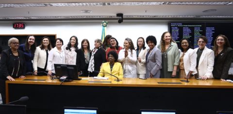 Reunião da bancada feminina na Câmara: avanços nos direitos das mulheres mas ainda longe da paridade em espaços de poder (Foto: Vinicius Loures / Câmara dos Deputados - 21/05/2025)