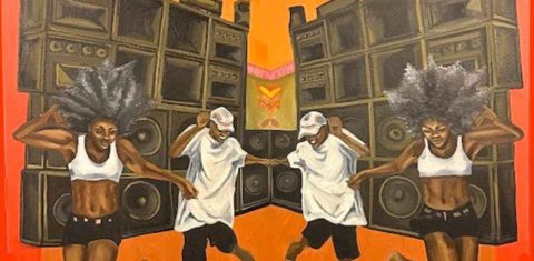 Detalhe de Relíquia das Relíquias, painel da artista Thais Iroko com funkeiros: Do palco à prisão: funk, ações policiais contra artistas como parte da repressão à cultura preta nas favelas (Foto: Reprodução)