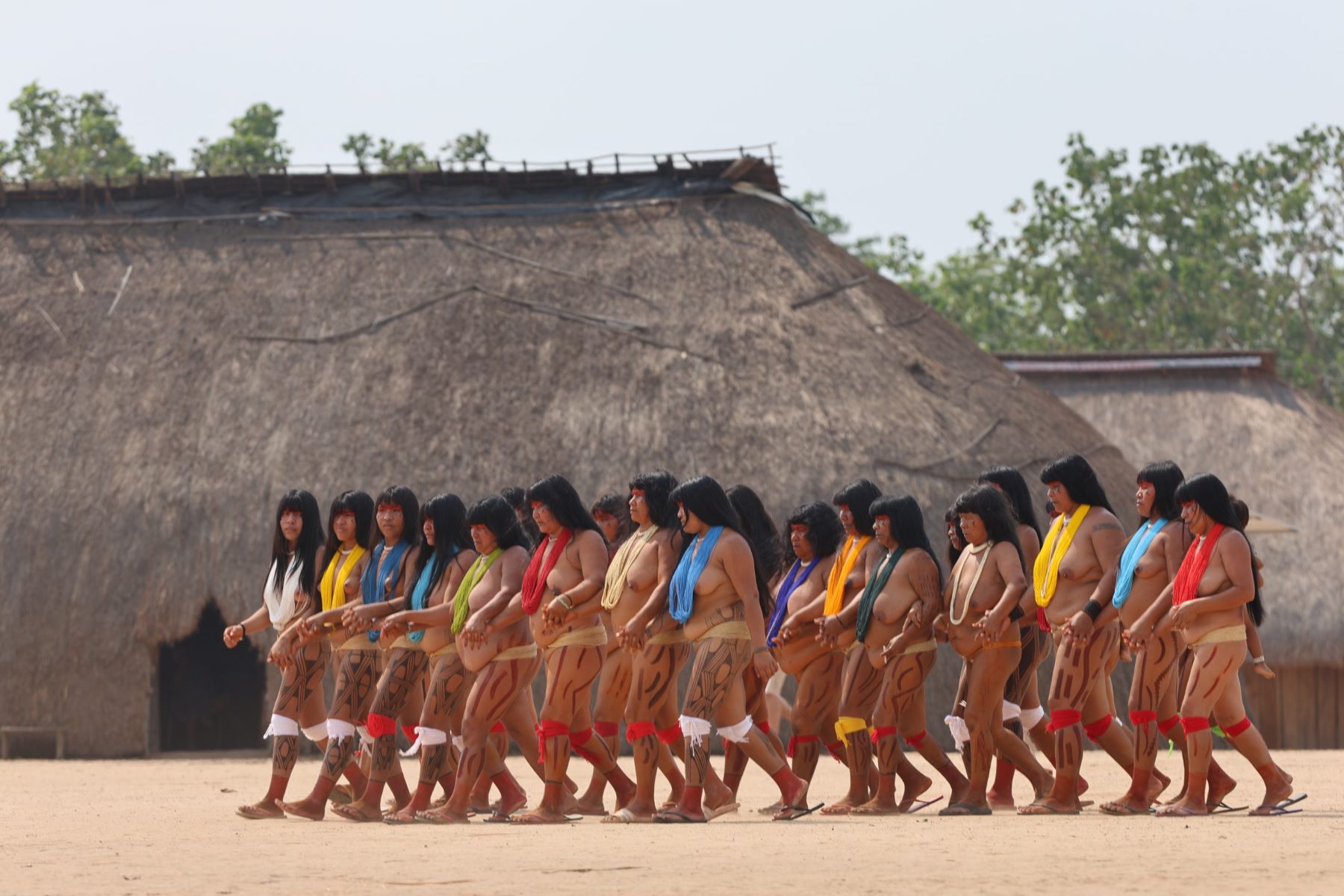 Mulheres indígenas durante festa em aldeia no Xingu: centralidade do nossos povos na luta por justiça climática (Foto: Alaor Filho/ Fotos Públicas - 07/10/2024))