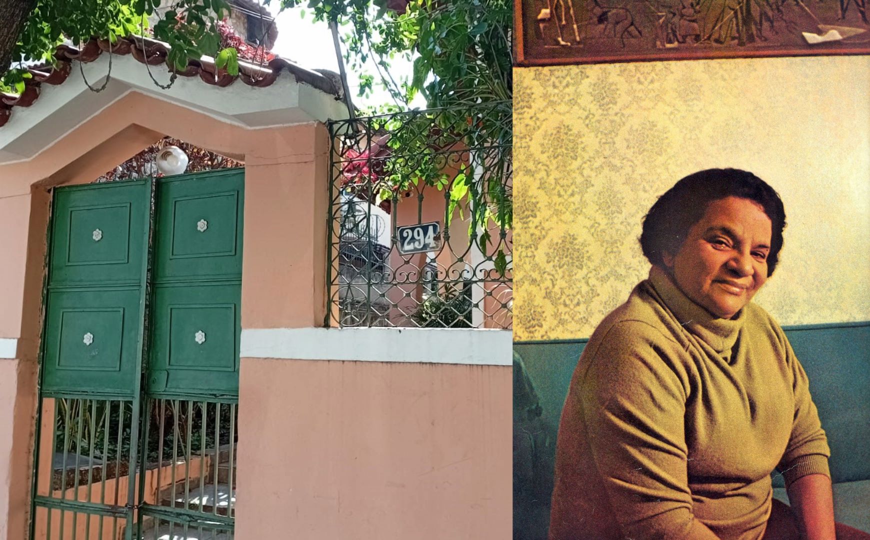 A casa no Encantado em 2025 e Aracy de Almeida no começo da década de 1960: cantora de sucesso, intérprete de Noel, jurada rabugenta e arquiduquesa do Encantado (Fotos: Oscar Valporto e Reprodução)