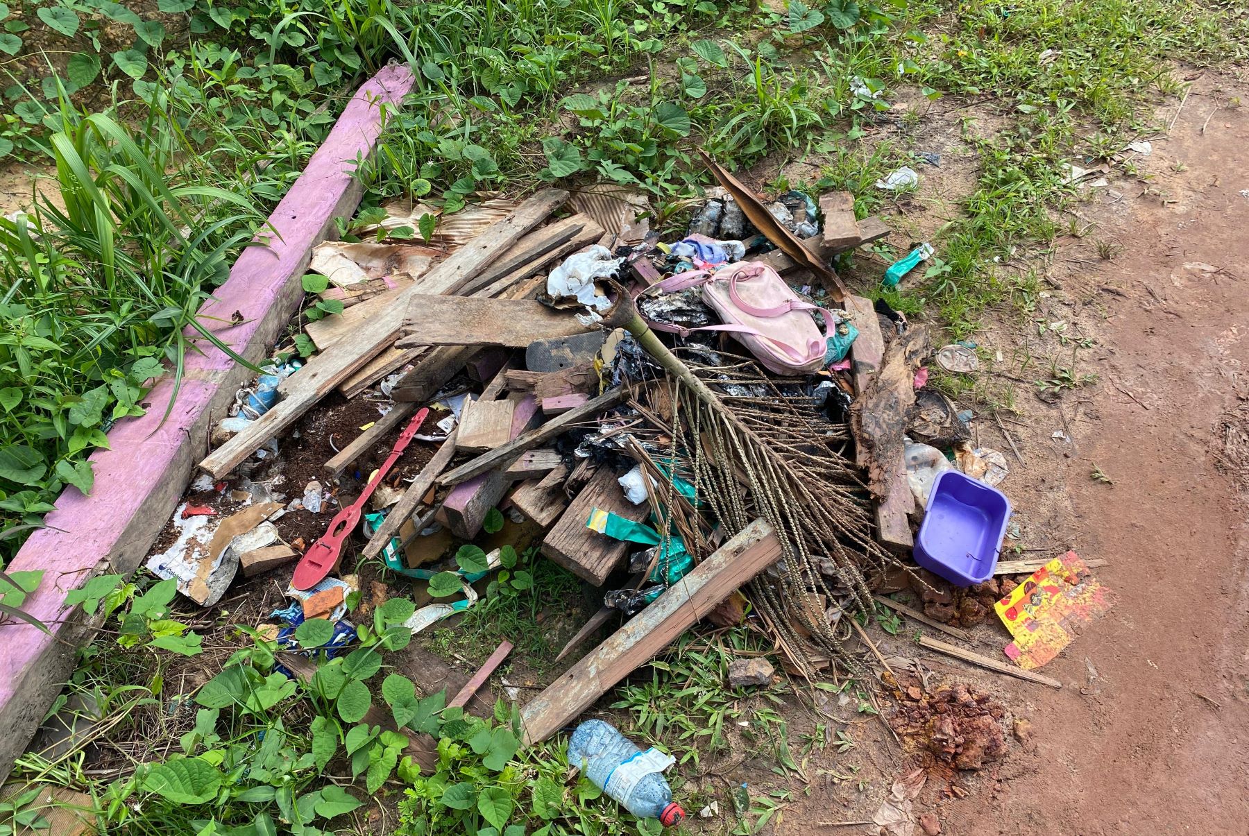 Lixo e entulho se acumulam nas ruas de Itacuruçá (Foto: Andrelly Silva)
