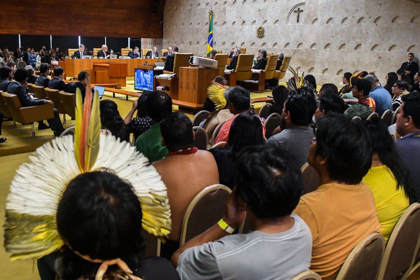 Indígenas acompanham debate sobre marco temporal no Supremo: STF sepulta tese mas entidades temem fragilização das demarcações (Foto: Carlos Souza / STF - 21/09/2023)