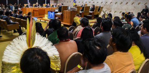 Indígenas acompanham debate sobre marco temporal no Supremo: STF sepulta tese mas entidades temem fragilização das demarcações (Foto: Carlos Souza / STF - 21/09/2023)