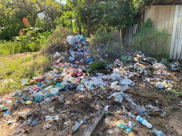 Lixo acumulado pelo descarte irregular em Igarapé Preto (Foto: Elane Santos).