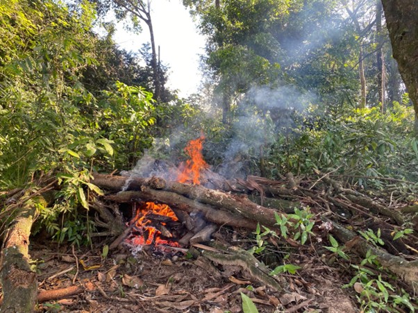 Queima de descarte de material em Igarapé Preto (Foto: Elane Santos). 