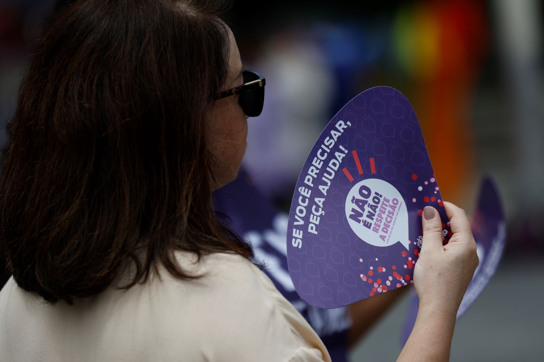 Material da campanha "Não é Não" no Rio: vulnerabilidade maior no Carnaval (Foto: Fernando Frazão / Agência Brasil)