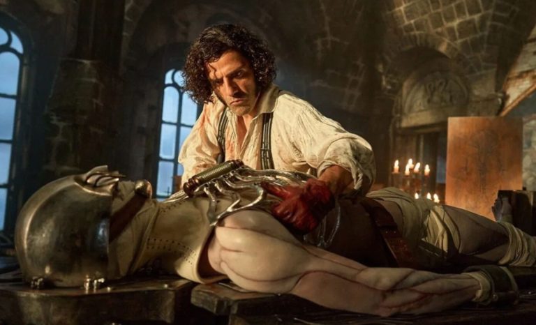 Os atores Oscar Isaac e Jacob Elordi em cena de 'Frankenstein,´filme de Guillermo Del Toro, indicado a nove Oscars e baseado no romance Mary Shelley: obra permanece atual e essencial mais de 200 anos após sua publicação (Foto: Divulgação)