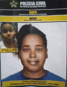 Cartaz com imagem feita por computador para mostrar como Vitória estaria adulta (Reprodução)