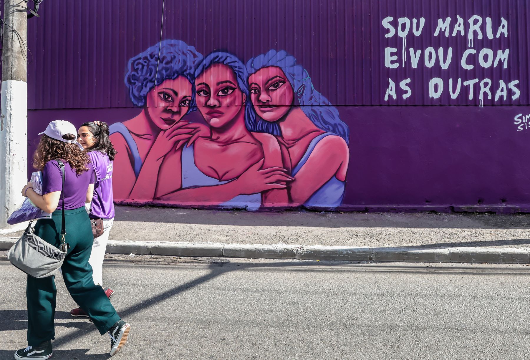Painel para o Dia Internacional da Mulher em São Paulo: desejo, neste 8 de março, que as mulheres possam descansar sem medo (Foto: Paulo Pinto / Agência Brasil)